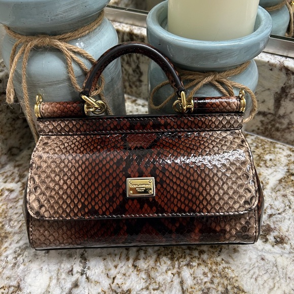 Dolce & Gabbana Mini Sicily Python Glazed Bag- EUC - Picture 1 of 8
